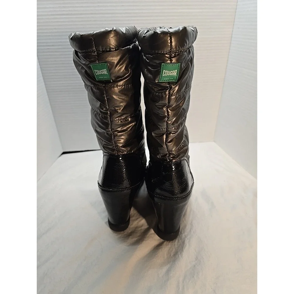 Cougar Wedge Puffer Brown Metallic Shiny Gander Winter Waterproof Boots Size 9M‎